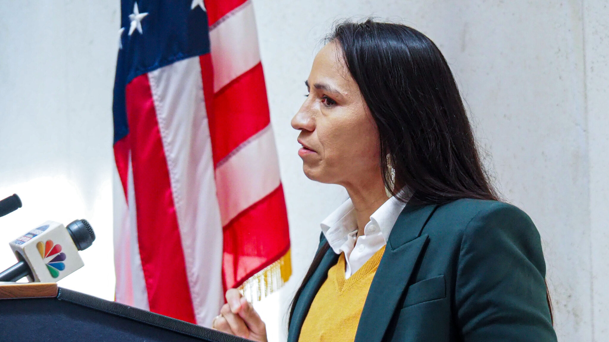 Rep. Sharice Davids in Abilene. File photo, January 2024.