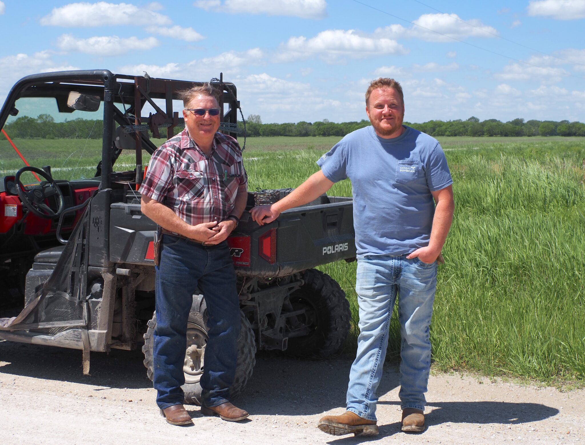 Corn and soybean farmers Raylen Phelon, left, and his son Adam Phelon. File photo published May 2025.